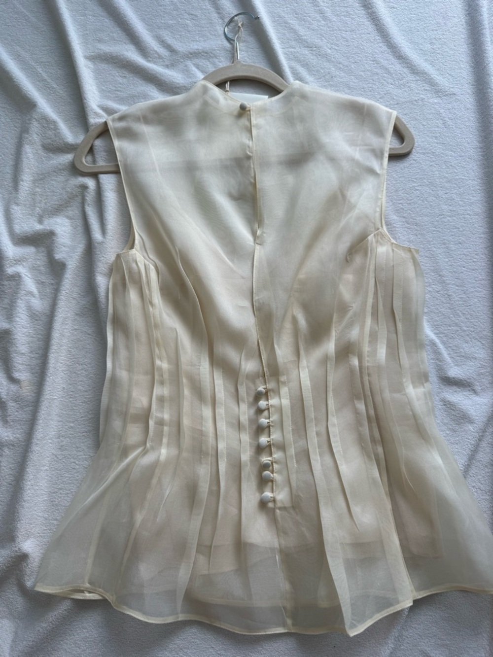 KHAITE Sheer Cream Sleeveless Silk Blouse - Picture 6 of 8